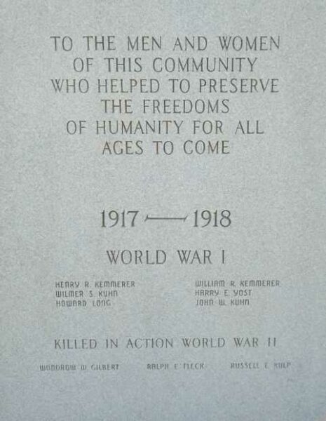 GREEN LANE WORLD WARS MEMORIAL STONE A