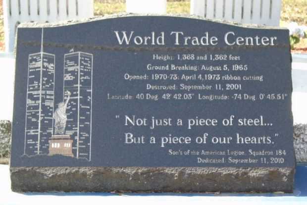 WORLD TRADE CENTER MEMORIAL BEAM DEDICATION STONE