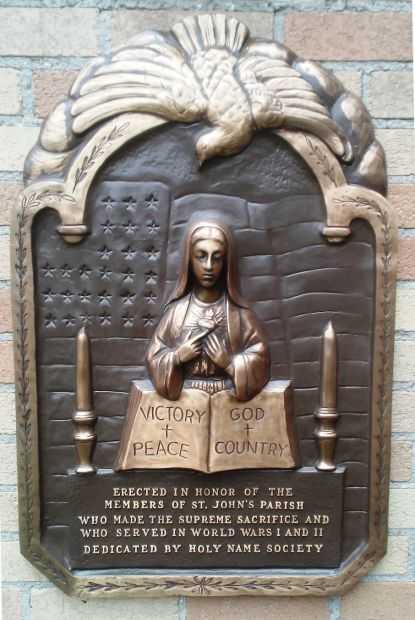 ST. JOHN’S PARISH WORLD WARS MEMORIAL PLAQUE