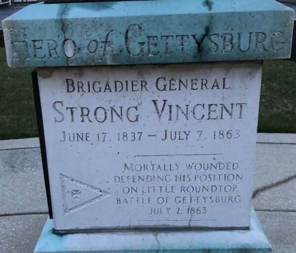 BRIGADIER GENERAL STRONG VINCENT WAR MEMORIAL STONE A
