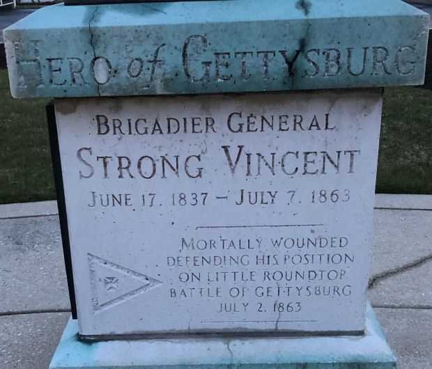 BRIGADIER GENERAL STRONG VINCENT WAR MEMORIAL STONE A