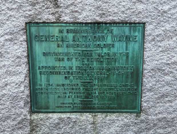 GENERAL ANTHONY WAYNE WAR MEMORIAL PLAQUE