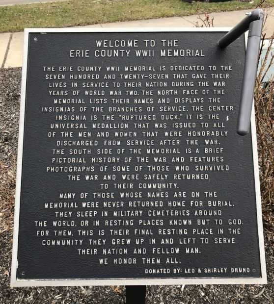 ERIE COUNTY WW II MEMORIAL PLAQUE