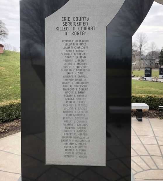 ERIE COUNTY KOREAN WAR MEMORIAL HONOR ROLL PANEL A
