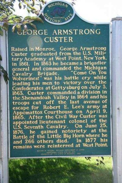 GEORGE ARMSTRONG CUSTER WAR MEMORIAL MARKER