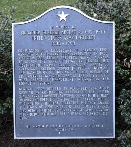 BRIGADIER GENERAL AUGUST R. “GUS” PEDE MEMORIAL PLAQUE