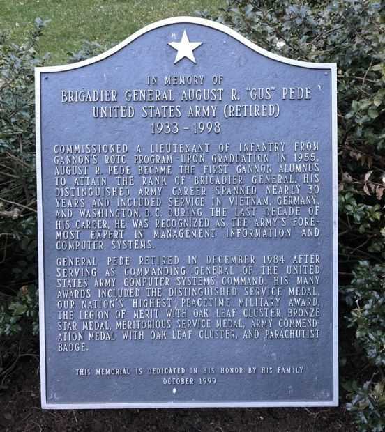 BRIGADIER GENERAL AUGUST R. “GUS” PEDE MEMORIAL PLAQUE