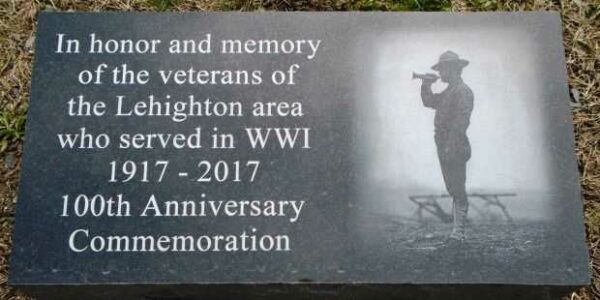 LEHIGHTON AREA WORLD WAR I CENTENNIAL COMMEMORATION PLAQUE