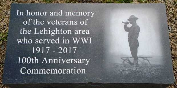 LEHIGHTON AREA WORLD WAR I CENTENNIAL COMMEMORATION PLAQUE