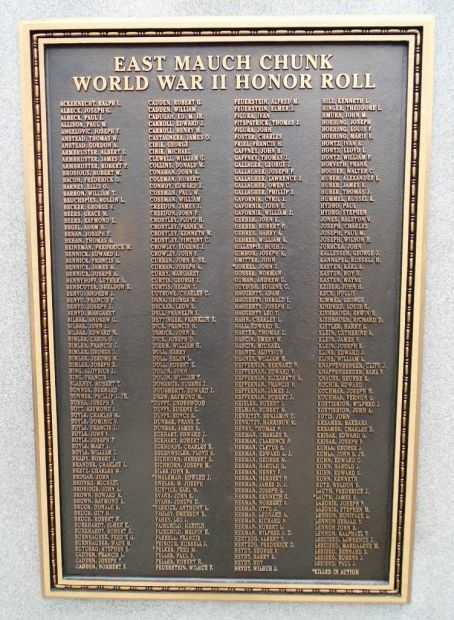 EAST MAUCH CHUNK WORLD WAR II HONOR ROLL MEMORIAL PLAQUE A