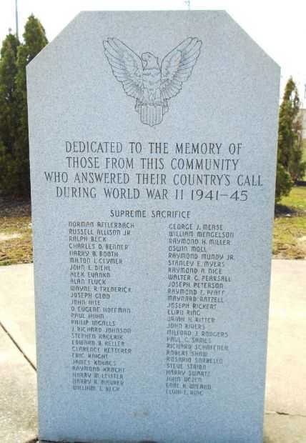 QUAKERTOWN WAR VETERANS MEMORIAL HONOR ROLL STONE A