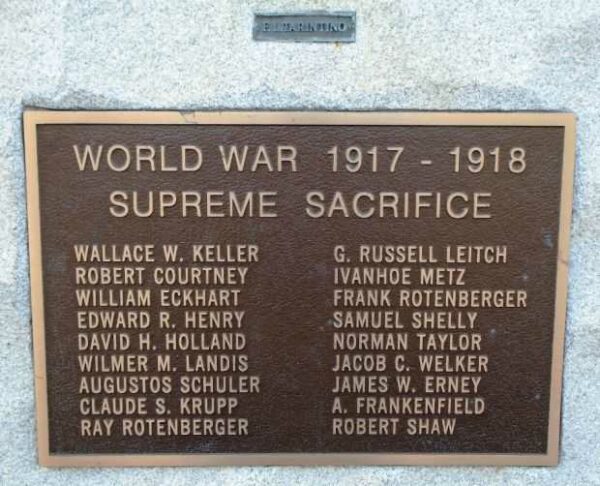 QUAKERTOWN WAR VETERANS MEMORIAL PLAQUE B