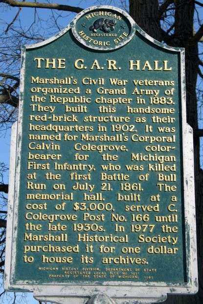 THE G.A.R. HALL MEMORIAL MARKER