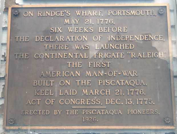 THE CONTINENTAL FRIGATE “RALEIGH” WAR MEMORIAL PLAQUE