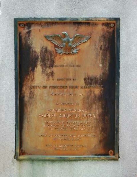 BRIGADIER GENERAL CHARLES AUGUSTA DOYEN WAR MEMORIAL PLAQUE