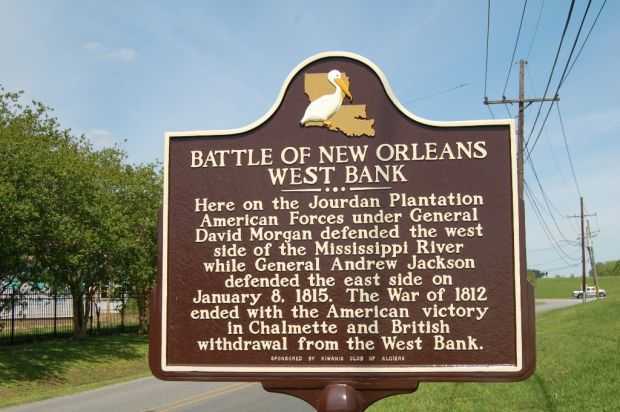 BATTLE OF NEW ORLEANS WEST BANK MEMORIAL MARKER