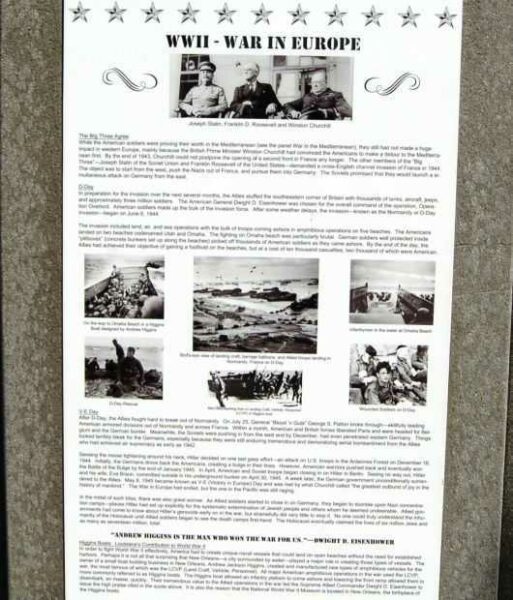 WW II-WAR IN EUROPE MEMORIAL PANEL