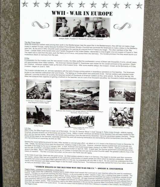 WW II-WAR IN EUROPE MEMORIAL PANEL