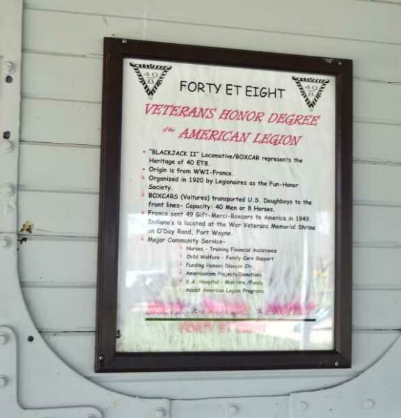 FORT WAYNE FORTY ET EIGHT MEMORIAL RAILROAD CAR P;LAQUE