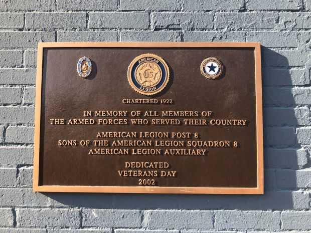 AMERICAN LEGION POST 8 ARMED FORCES MEMORIAL PLAQUE