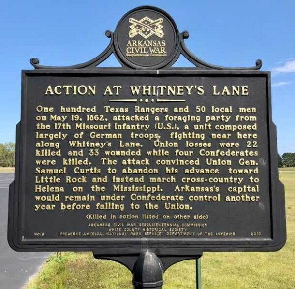 ACTION AT WHITLNEY’S LANE WAR MEMORIAL MARKER FRONT