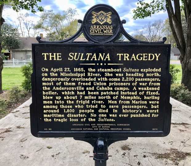 THE SULTANA TRAGEDY MEMORIAL MARKER OF MARION