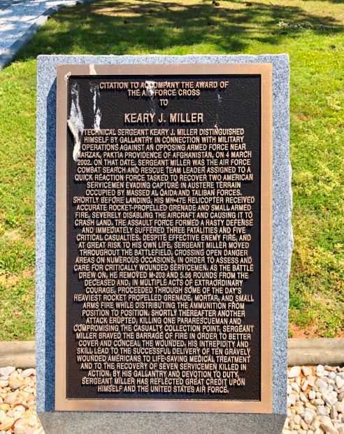 KEARY J. MILLER AIR FORCE CROSS CITATION MEMORIAL PLAQUE