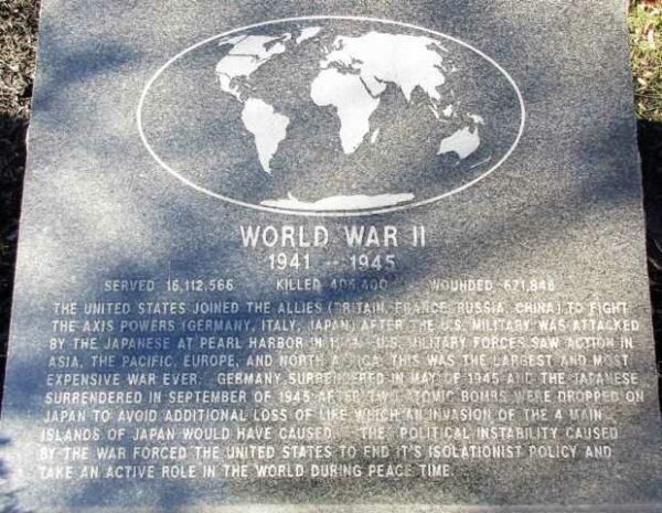 BEAVERCREEK WORLD WAR II MEMORIAL TABLET