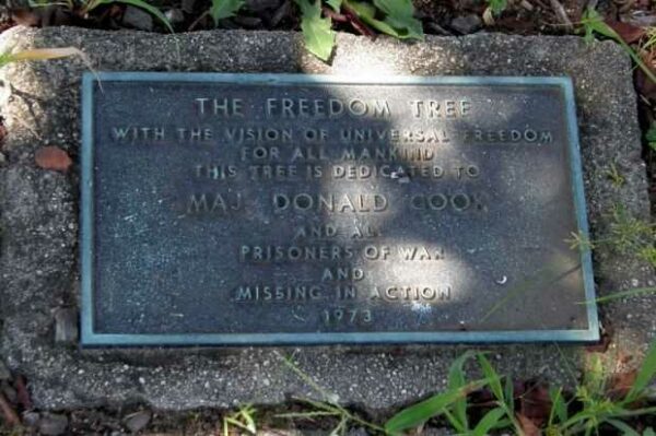 THE FREEDOM TREE MAJ DONALD COOK MEMORIAL PLAQUE