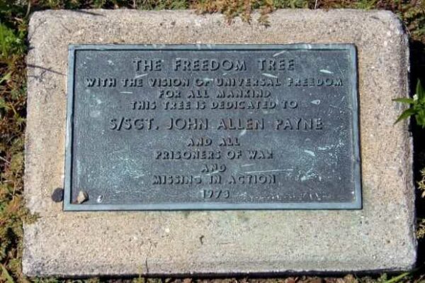 THE FREEDOM TREE S/SGT. JOHN ALLEN PAYNE MEMORIAL PLAQUE