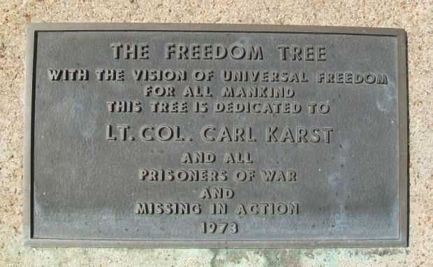 THE FREEDOM TREE LT. COL. CARL KARST MEMORIAL PLAQUE