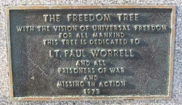 THE FREEDOM TREE LT. PAUL WORRELL MEMORIAL PLAQUE
