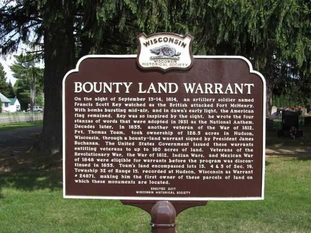 BOUNTY LAND WARRANT MEMORIAL MARKER