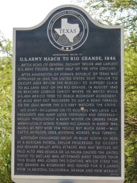 U.S. ARMY MARCH TO RIO GRANDE 1846 MEMORIAL MARKER