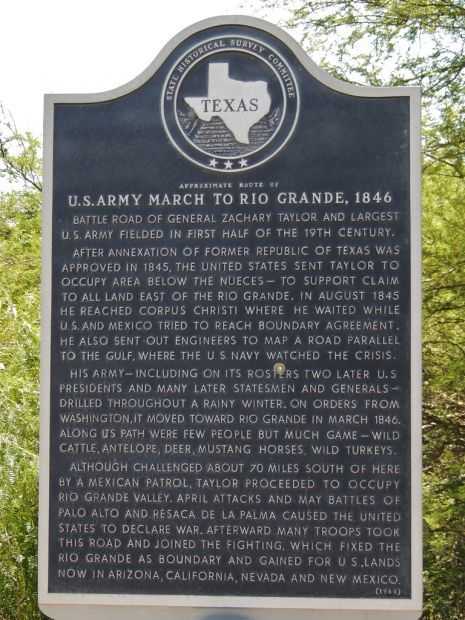 U.S. ARMY MARCH TO RIO GRANDE 1846 MEMORIAL MARKER