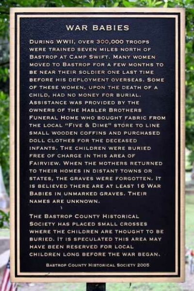 WAR BABIES MEMORIAL PLAQUE