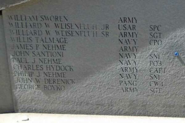 TAYLOR VETERANS MEMORIAL HONOR ROLL STONE J