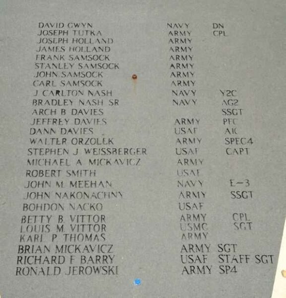 TAYLOR VETERANS MEMORIAL HONOR ROLL STONE A