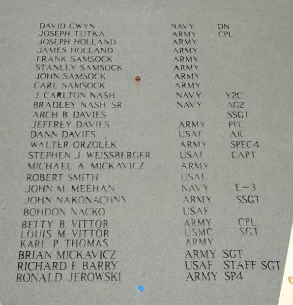 TAYLOR VETERANS MEMORIAL HONOR ROLL STONE A