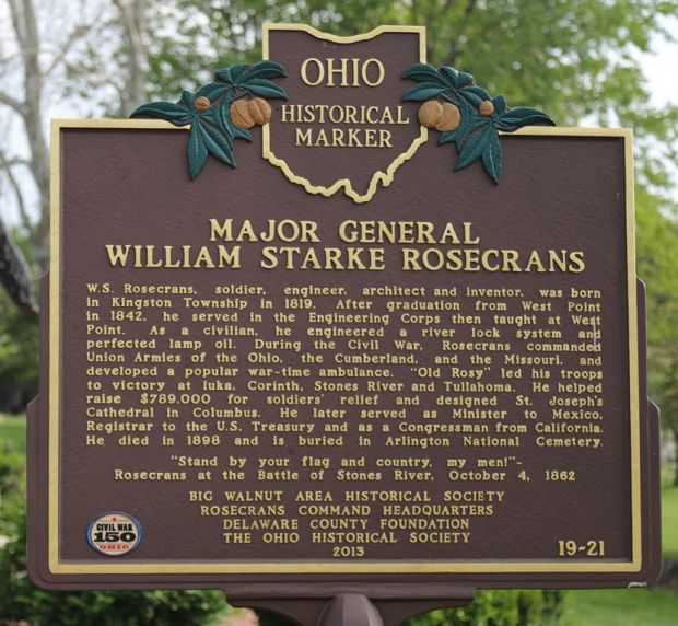 MAJOR GENERAL WILLIAM STARKE ROSECRANS WAR MEMORIAL MARKER FRONT