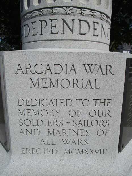ARCADIA WAR MEMORIAL DEDICATION STONE