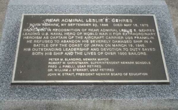 REAR ADMIRAL LESLIE E. GEHRES WAR MEMORIAL PLAQUE
