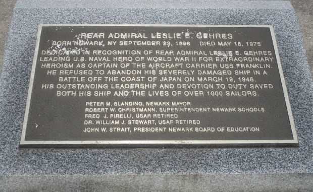 REAR ADMIRAL LESLIE E. GEHRES WAR MEMORIAL PLAQUE