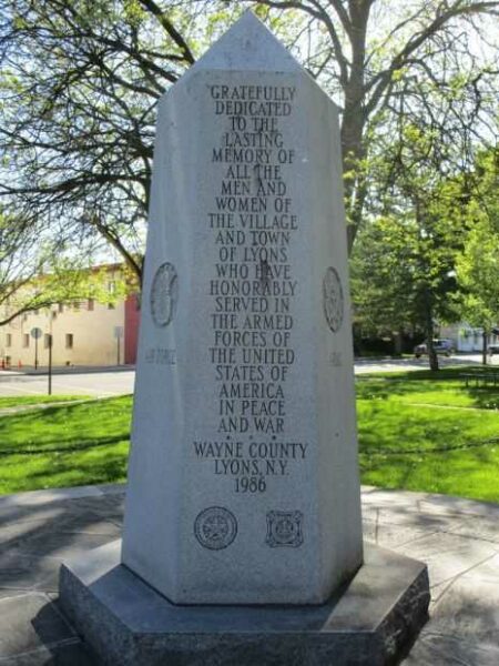 TOWN OF LYONS VETERANS MEMORIAL CLOSE-UP