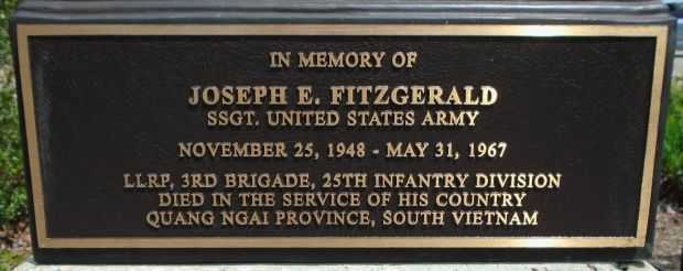 JOSEPH E. FITZGERALD WAR MEMORIAL BATTLEFIELD CROSS PLAQUE