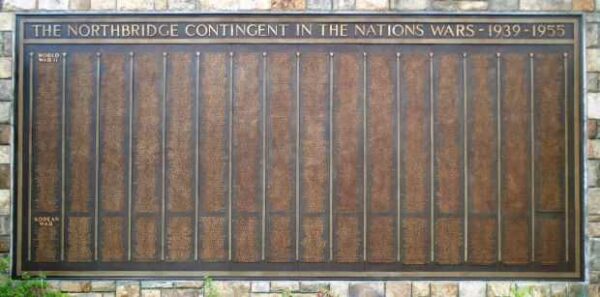 THE NORTHBRIDGE CONTINGENT IN THE NATIONS WARS 1939-1955 MEMORIAL PLAQUE