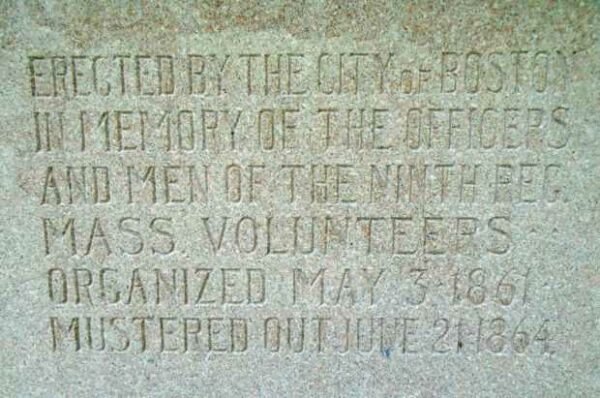 COL. THOMAS CASS. AND NINTH MASS. INFANTRY. U.S.V. MEMORIAL STONE B