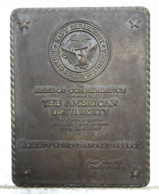 THE AMERICAN UNIVERSITY COMMENDATION MEMORIAL PLAQUE