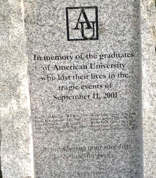 AMERICAN UNIVERSITY SEPTEMBER 11 MEMORIAL HONOR ROLL STONE