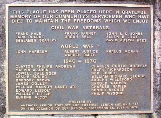 CAMDEN WAR MEMORIAL PLAQUE
